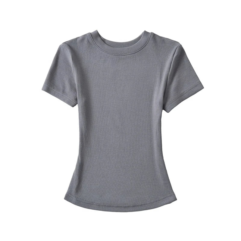 STVY Women's Slim Fit Solid Knit Tee with O-Neck - High Street Spring/Summer Top
