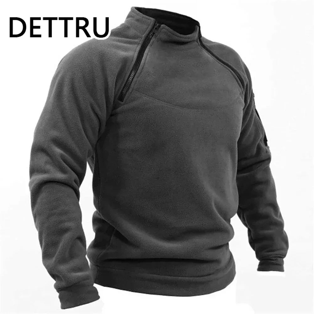 DETTRU Chinese Style Fleece Pullover for Men – Autumn & Winter