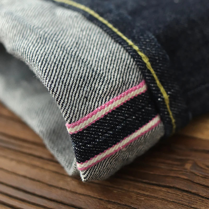 Iceupsnow Men’s Vintage High-Waist Loose Fit Plaid Denim Jeans - Full-Length Straight-Leg for Winter