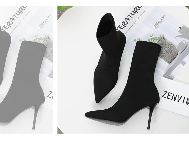 YBQJOO Women's Chelsea Boots – Pointed Toe, Ultra-High Heel, Sexy and Stylish Winter Footwear