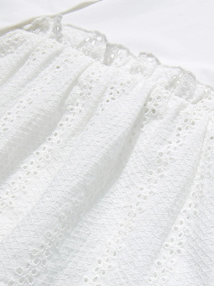 Summer New T-shirts For Women 2024 Spliced Hollow Out Pleated Short-sleeve Casual Fashion Female Blouse 2242015652