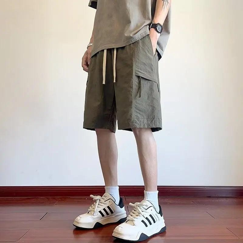 Men’s Casual Solid Color Polyester Summer Shorts – Lightweight & Breathable