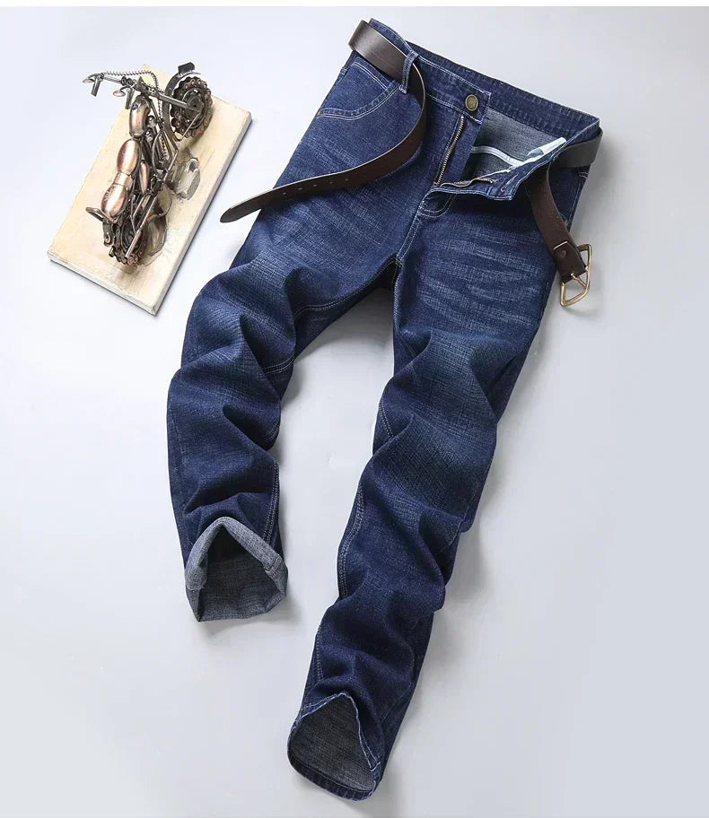 Business Men's Stretch Jeans Autumn New Straight Casual Regular Classic Fashion Denim Trousers