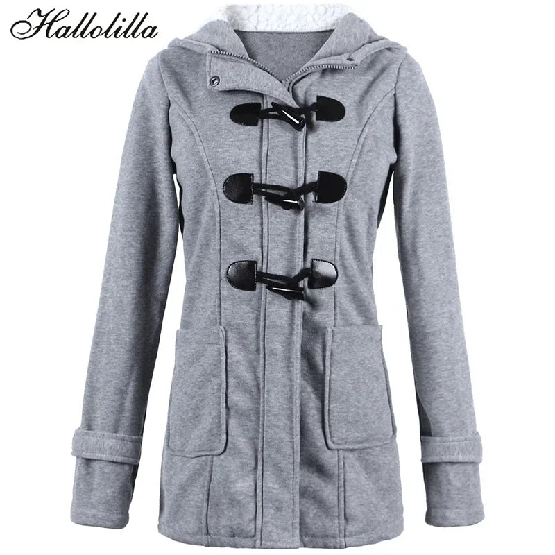 Women's Hooded Zip-Up Sweatshirt – Casual Loose Fit with Pockets for Autumn/Winter