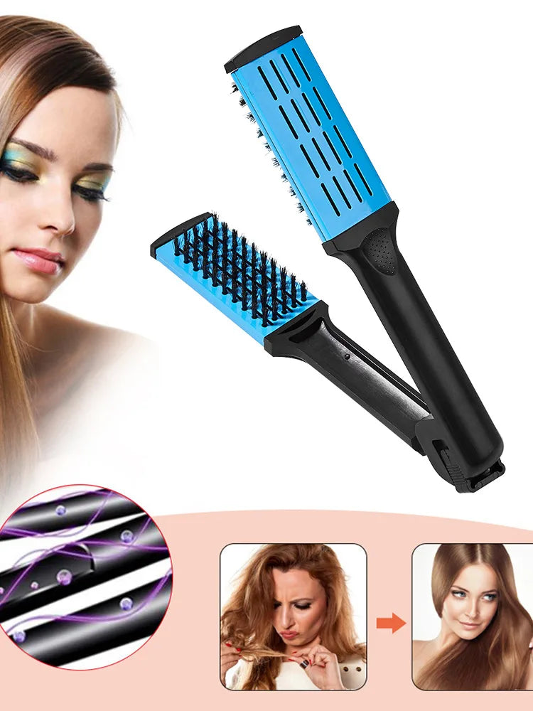 Hair Straightener Comb – Plastic Detangling Brush for Wet & Dry Hair