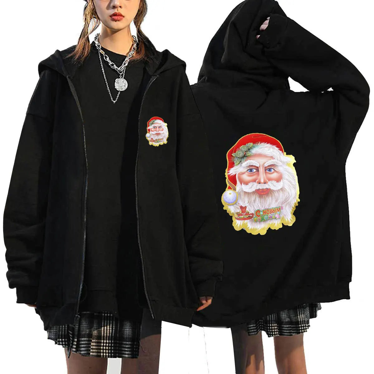 Women's Fleece Zip-Up Hoodie Sweatshirt - Sporty Style, Loose Fit, Autumn/Winter