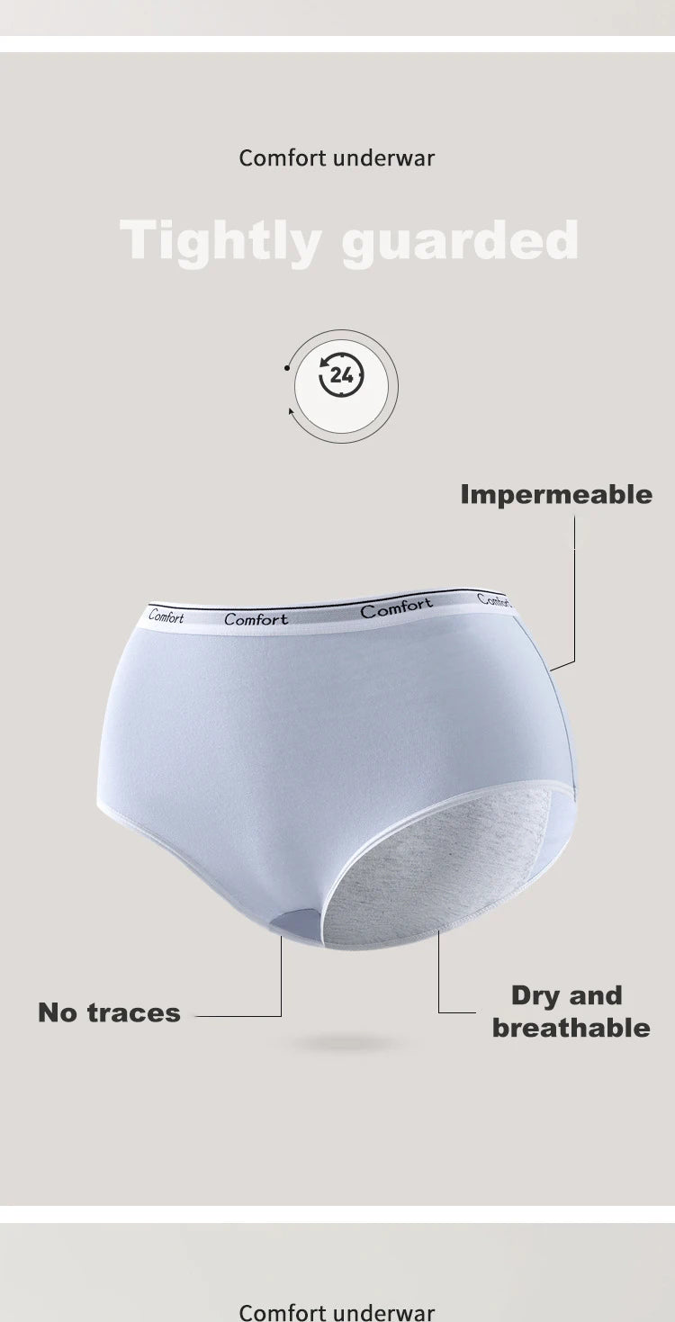 Chen Asta Women High-Rise Cotton Briefs Comfortable & Soft Menstrual Panties (Multiple Sizes)