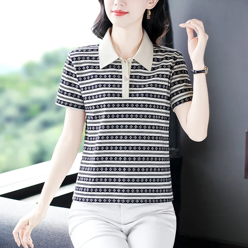 Moeroshe Casual Contrast Color Cotton Polo Shirt – Summer 2024 Collection