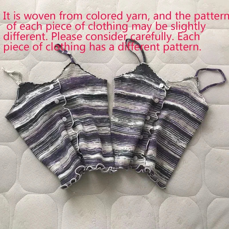 Abebey Women's Super-Short Tie-Dye Knitted Top - Casual Summer Wear