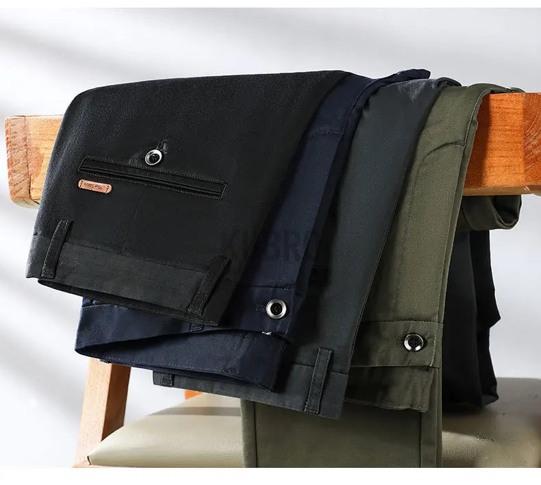 KUBRO Men’s Smart Casual Straight-Leg Pants with Fur Decoration – Autumn/Winter