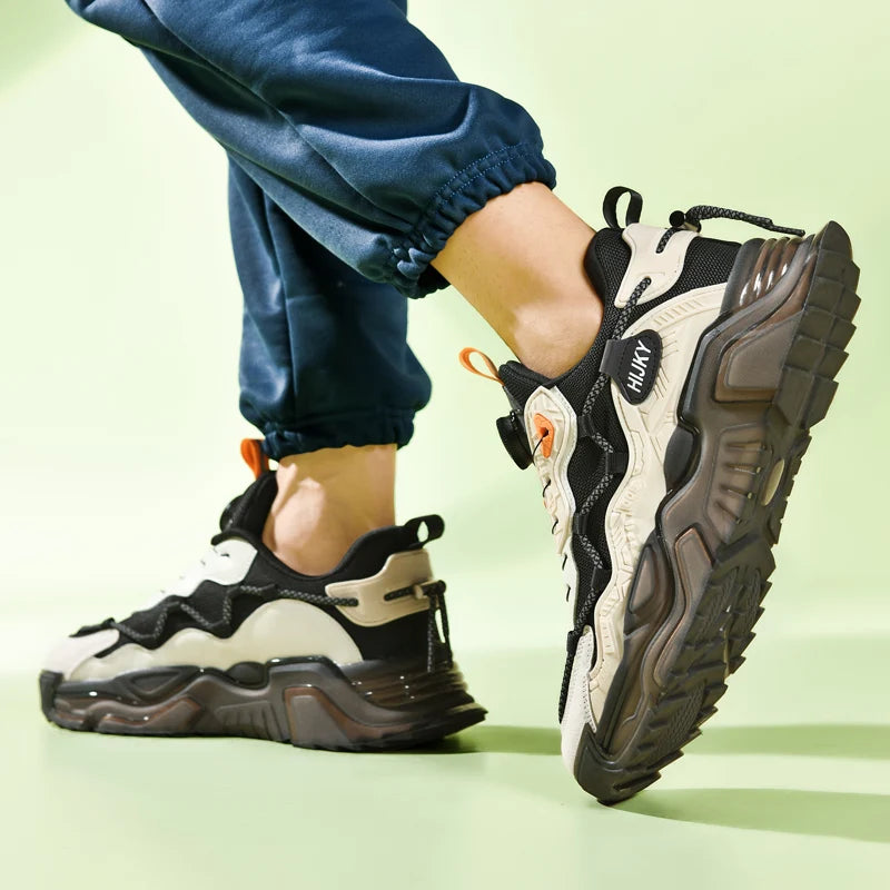 Yuzhy Men's Breathable Casual Lace-Up Shoes - Winter-Ready, Anti-Odor Sneakers
