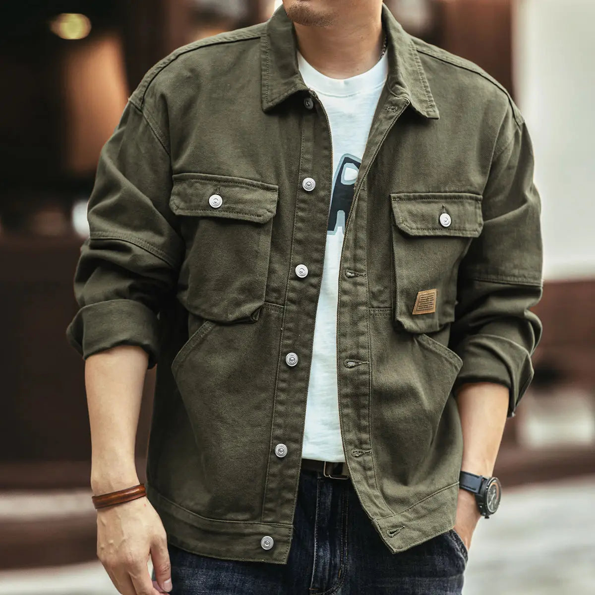 VXO Men’s Chic Autumn & Winter Jacket – Stylish Turn-Down Collar, Ribbed Sleeves, and Pockets for Daily Wear