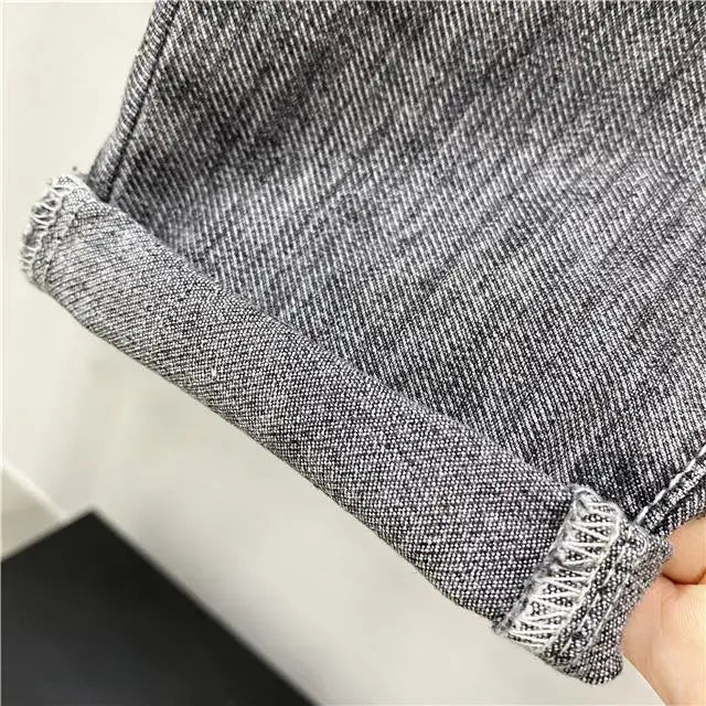 NoEnName Men’s Slim Fit Solid Denim Jeans-Mid-Waist, Pencil Pants for Spring & Autumn