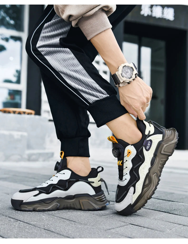 Yuzhy Men's Breathable Casual Lace-Up Shoes - Winter-Ready, Anti-Odor Sneakers