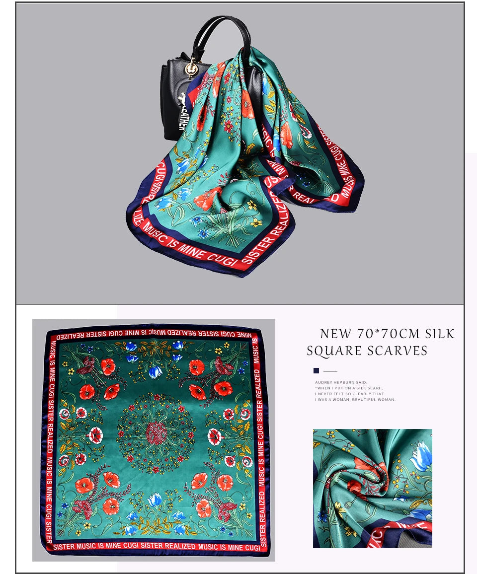 BYSIFA Multifunctional Fashion Scarf - Striped Satin Square Shawl for All Seasons