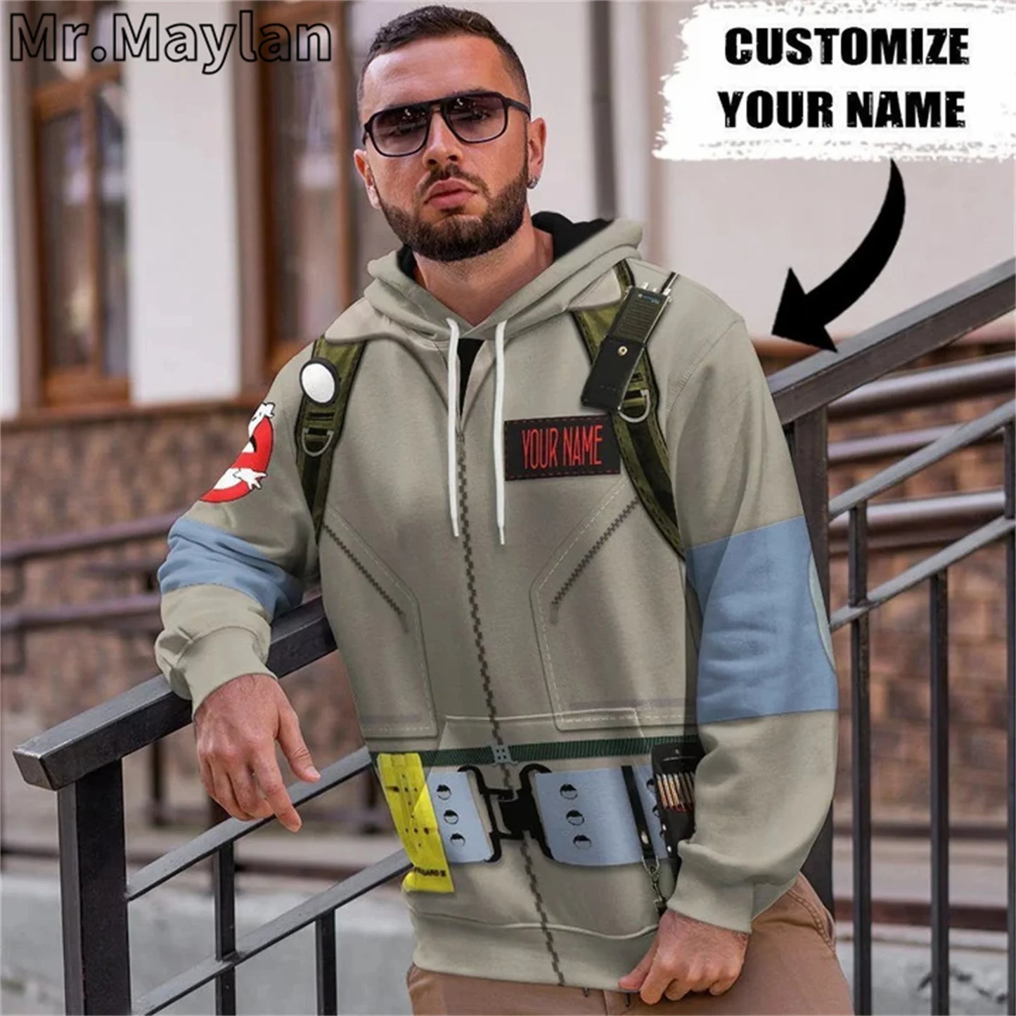 Men's 3D Animal Print Hooded Hoodie with Zipper by Mr.MayLan – Autumn and Winter Casual Wear