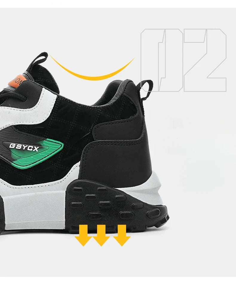 NoEnName_Null Men's Casual Lace-Up Shoes - Winter-Ready Leather Sneakers