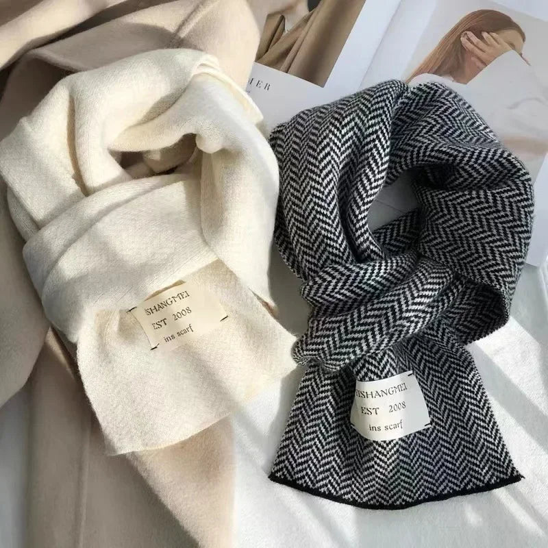 eTya Women's Winter Striped Knit Scarf - Polyester, Linen, Acetate, and Acrylic Fiber Blend
