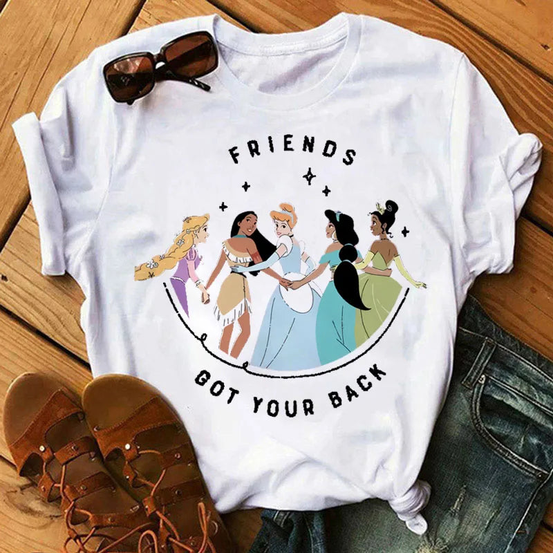 Disney Women's Junior Casual Cartoon Fairy Tale Print Tee – Summer Collection