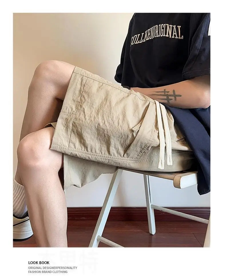 Men’s Casual Solid Color Polyester Summer Shorts – Lightweight & Breathable