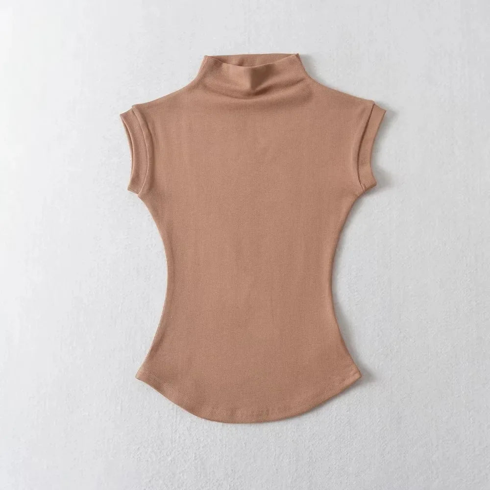 Women's Sleeveless Turtleneck Slim Fit Knit Top Summer 2024 by TODOBLACK