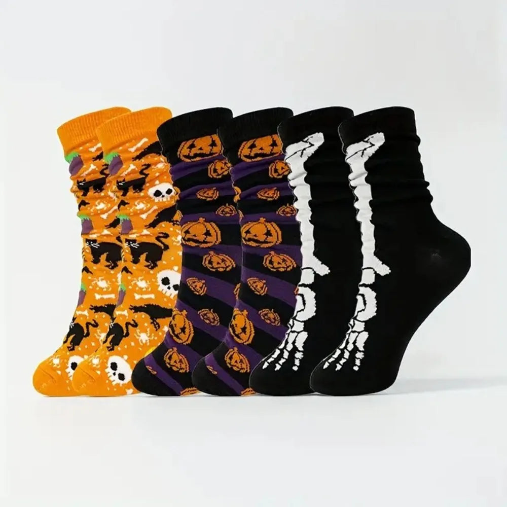 Halloween Style Cotton Crew Socks - Festive & Comfortable