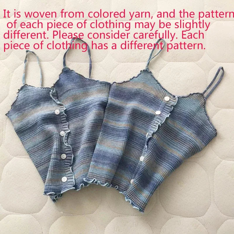 Abebey Women's Super-Short Tie-Dye Knitted Top - Casual Summer Wear