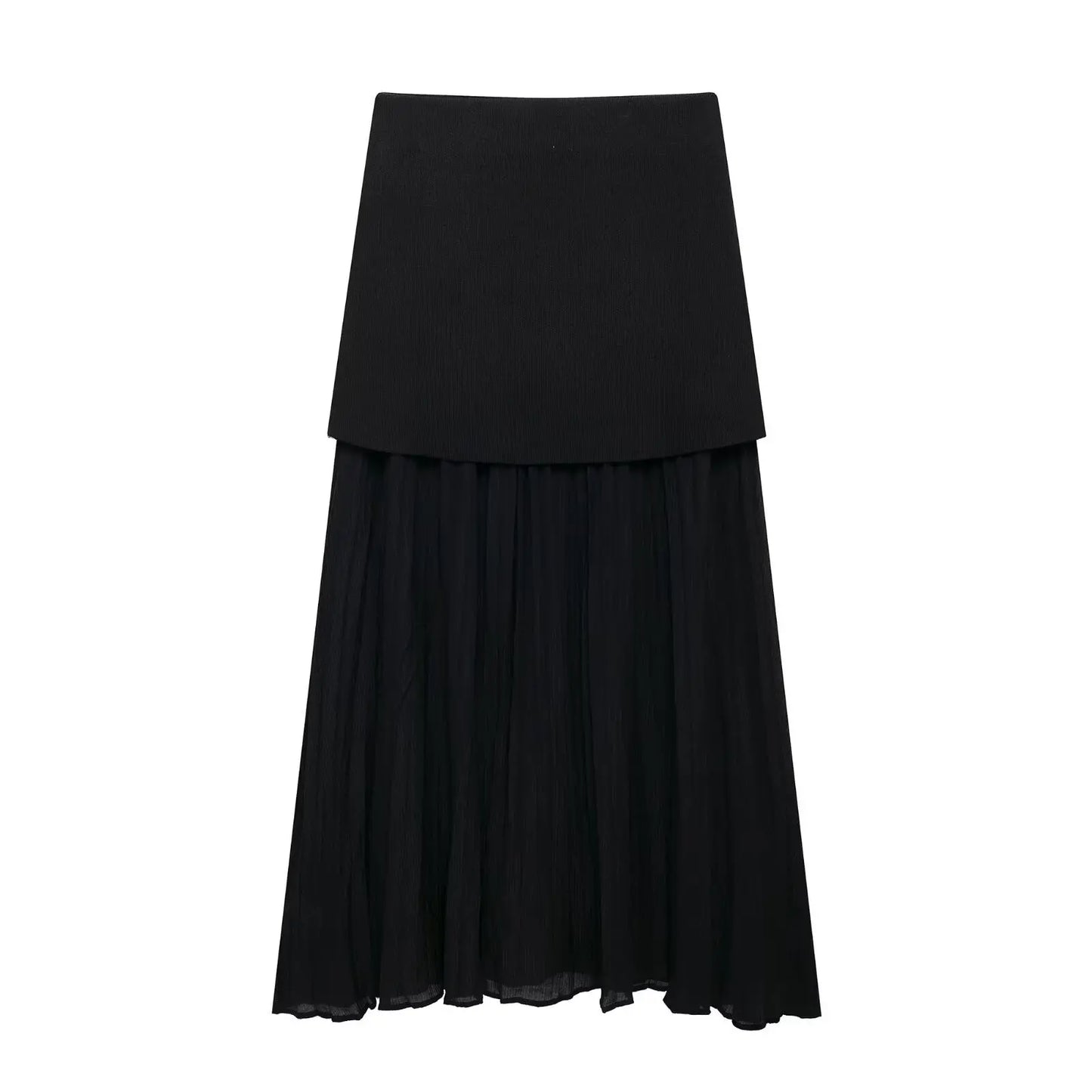 TRAFZA Women’s V-Neck Pleated Maxi Dress – Ankle-Length with Decorative Buttons for Autumn/Winter