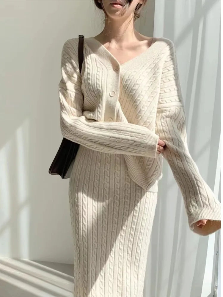 MsChuh Women’s V-Neck Knitted Sheath Dress - Elegant Button-Down, Slim Fit for Office & Casual Wear