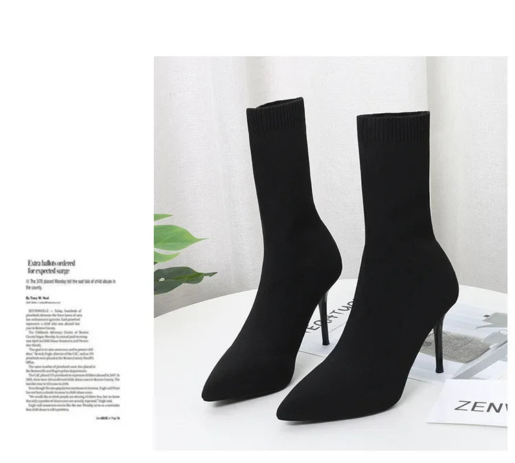 YBQJOO Women's Chelsea Boots – Pointed Toe, Ultra-High Heel, Sexy and Stylish Winter Footwear