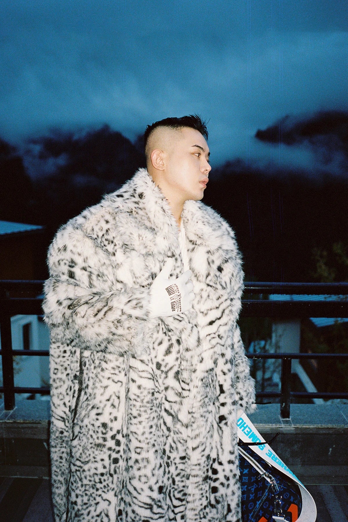 Mauroicardi Men’s Casual Leopard Faux Fur Winter Coat - Single-Breasted, Long-Length with Pockets