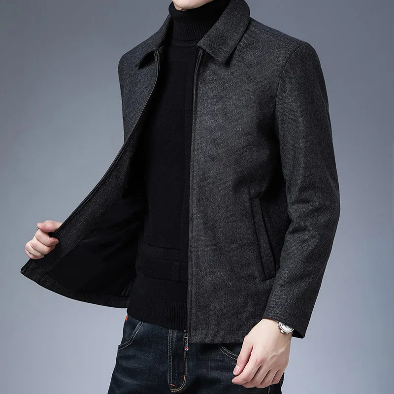 BULUOLANDI Men’s Casual Winter Jacket - Zipper Closure, Turn-down Collar, Regular Fit