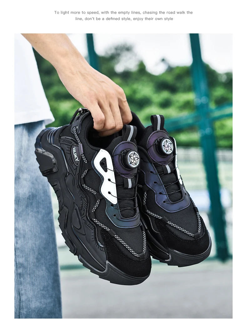 Yuzhy Men's Breathable Casual Lace-Up Shoes - Winter-Ready, Anti-Odor Sneakers