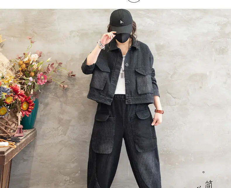 Stylish Denim Jacket Suit for Office Ladies