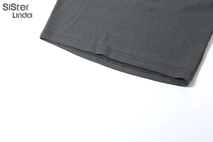 Sisterlinda Women's Casual Super-Short Skinny Pants & O-Neck Pullover Set - Spring/Summer 2024