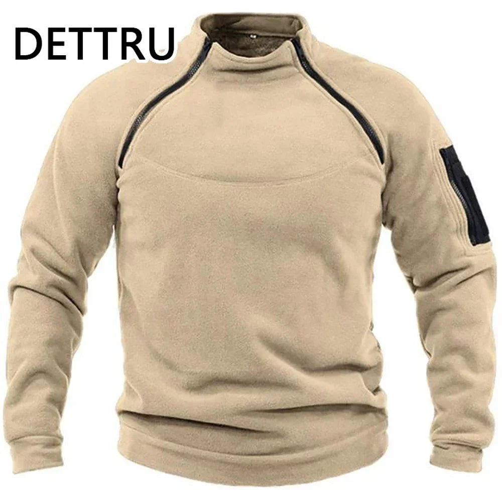 DETTRU Chinese Style Fleece Pullover for Men – Autumn & Winter
