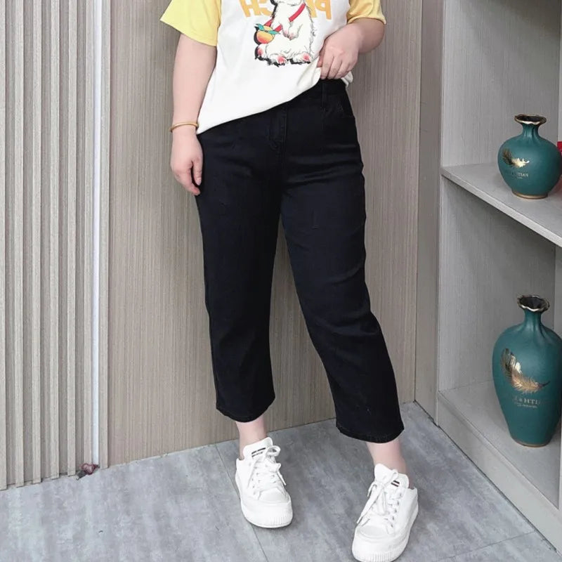 BISENMADE Women's High-Waist Slim Fit Stripe Harem Jeans with Pockets – Ankle-Length for Spring/Summer