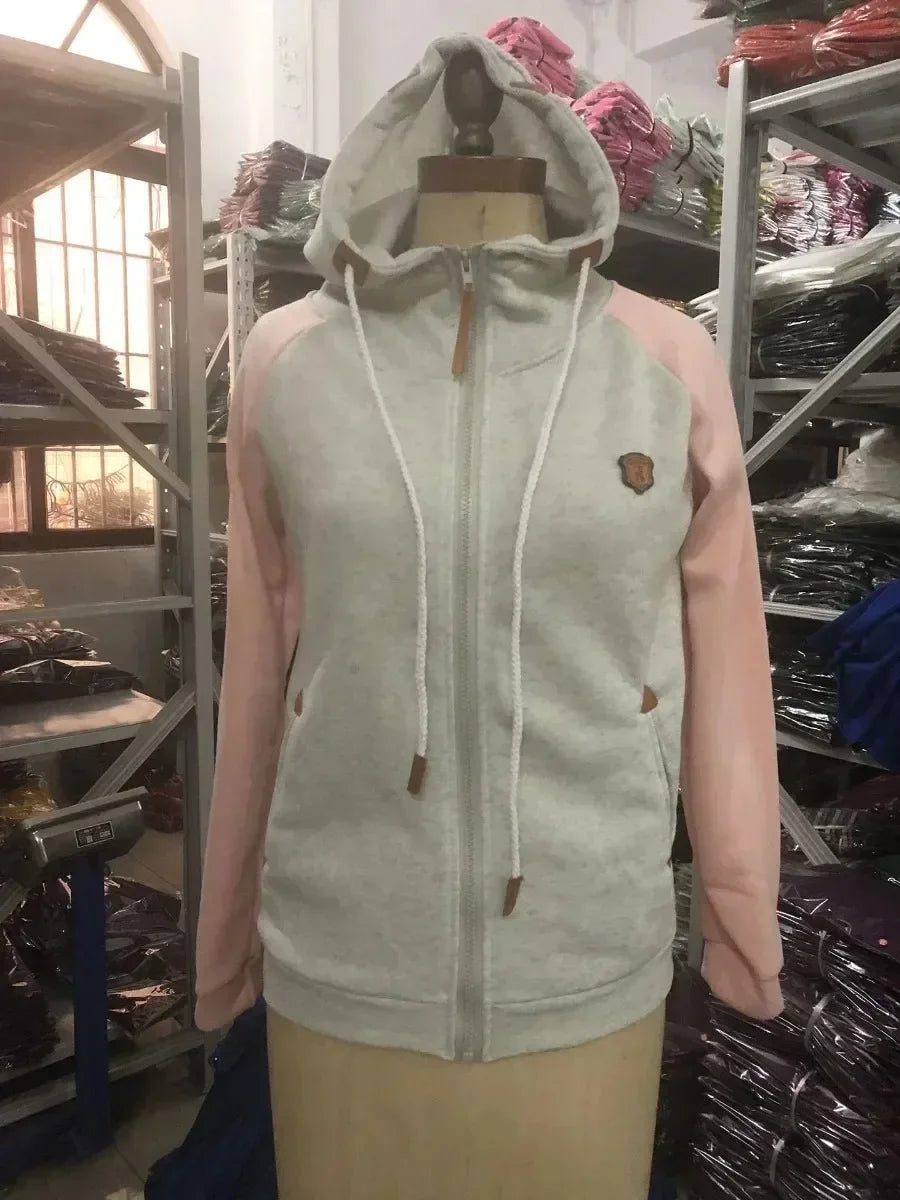 Btsukimi Women's Slim Fit Hooded Zip-Up Sweatshirt - Casual Spring & Autumn Jacket