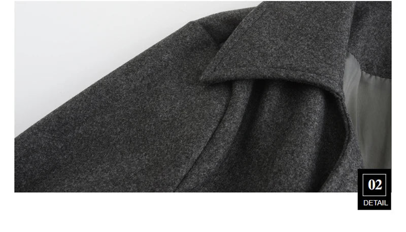 Winter Wool Overcoats Mens Outdoor Casual Double-breasted Turndown Collar Coats.