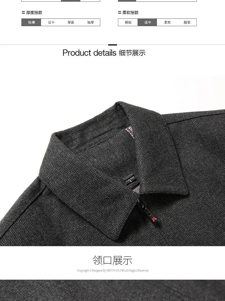 BULUOLANDI Men’s Casual Winter Jacket - Zipper Closure, Turn-down Collar, Regular Fit