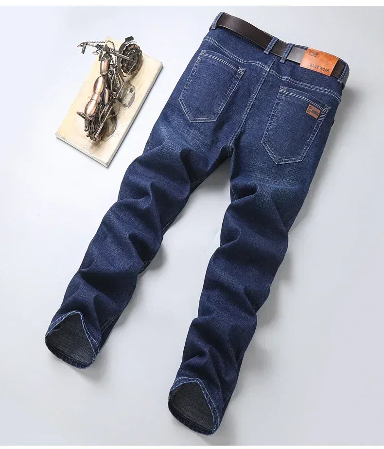 Business Men's Stretch Jeans Autumn New Straight Casual Regular Classic Fashion Denim Trousers