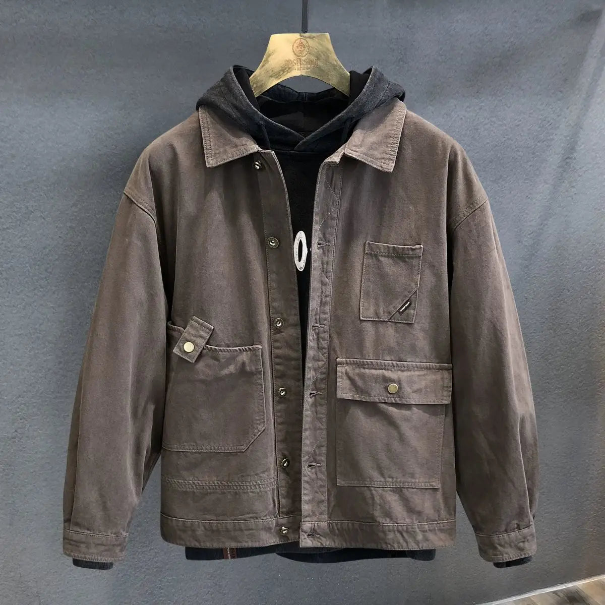 VXO Men’s Chic Autumn & Winter Jacket – Stylish Turn-Down Collar, Ribbed Sleeves, and Pockets for Daily Wear