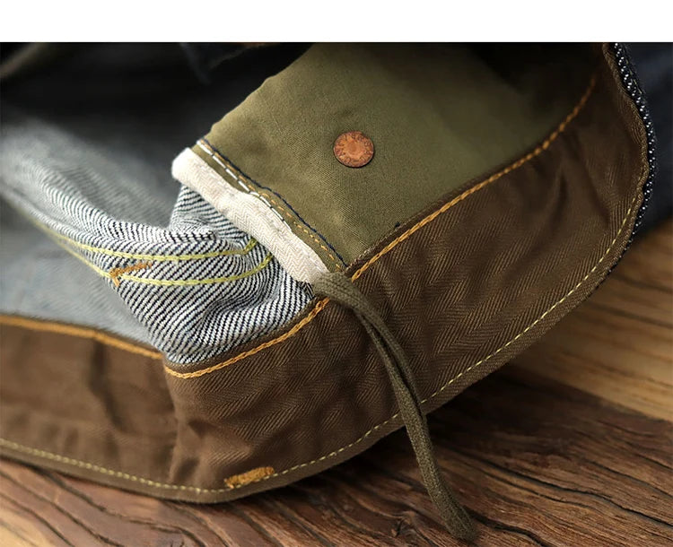 Iceupsnow Men’s Vintage High-Waist Loose Fit Plaid Denim Jeans - Full-Length Straight-Leg for Winter