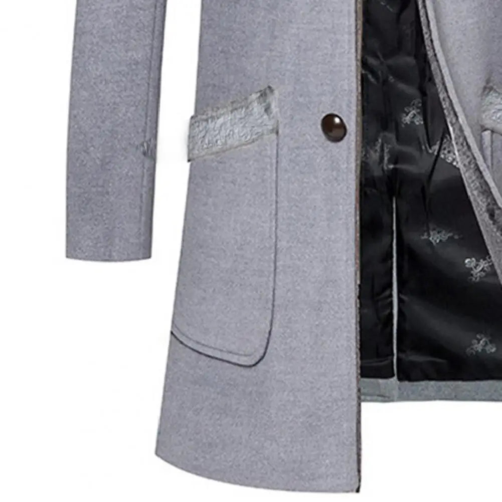 NoEnName_Null Men's Slim Fit Trench Coat – Casual, Single Breasted, Polyester and Cotton Outerwear for Autumn & Winter