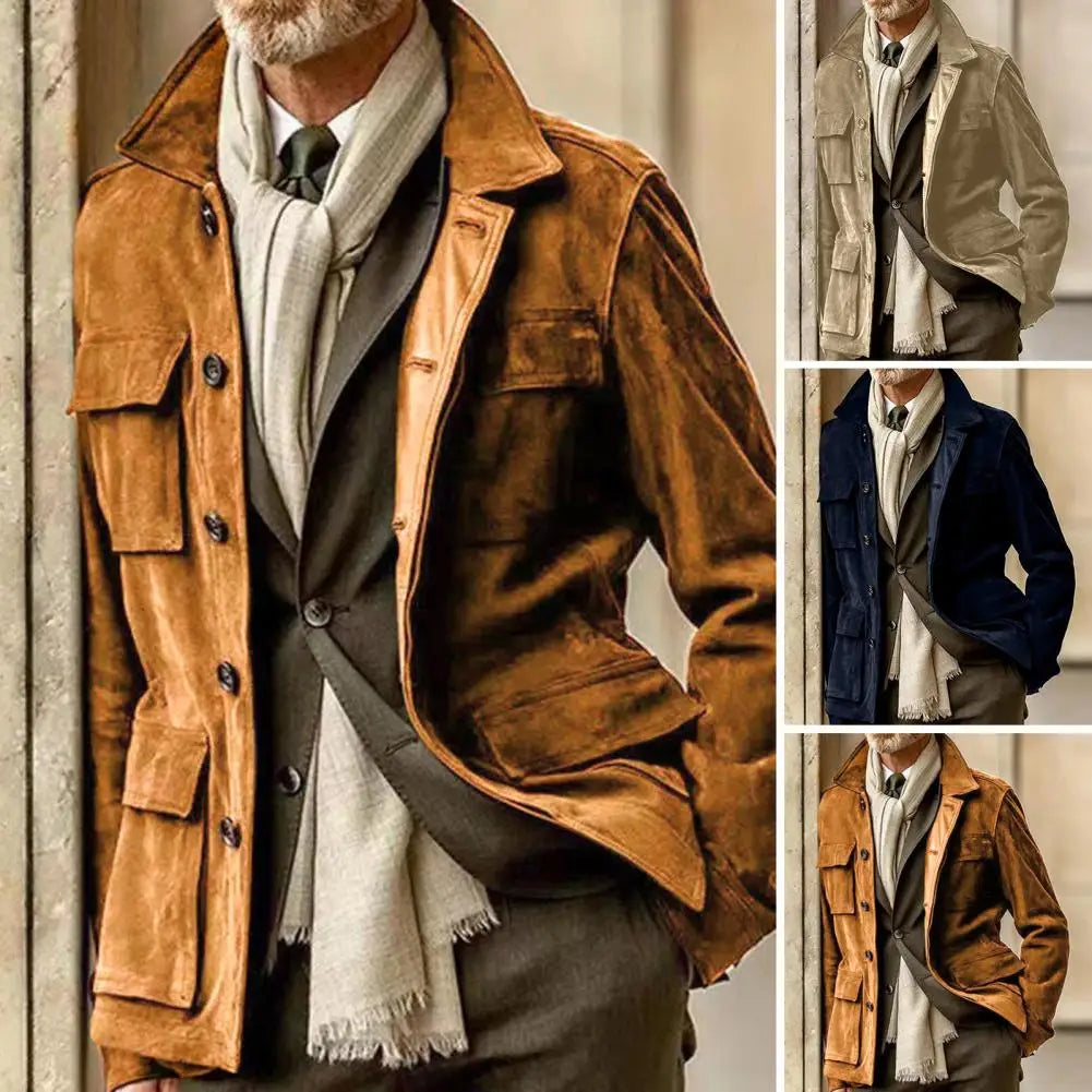 SANWOOD Men's Chic Trench Coat - Autumn/Winter Long Single Breasted with Lantern Sleeves