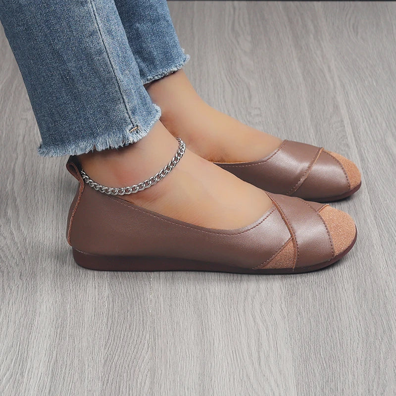 YZZJALK Women's Loafers - Casual Slip-On Flats with Splicing Design
