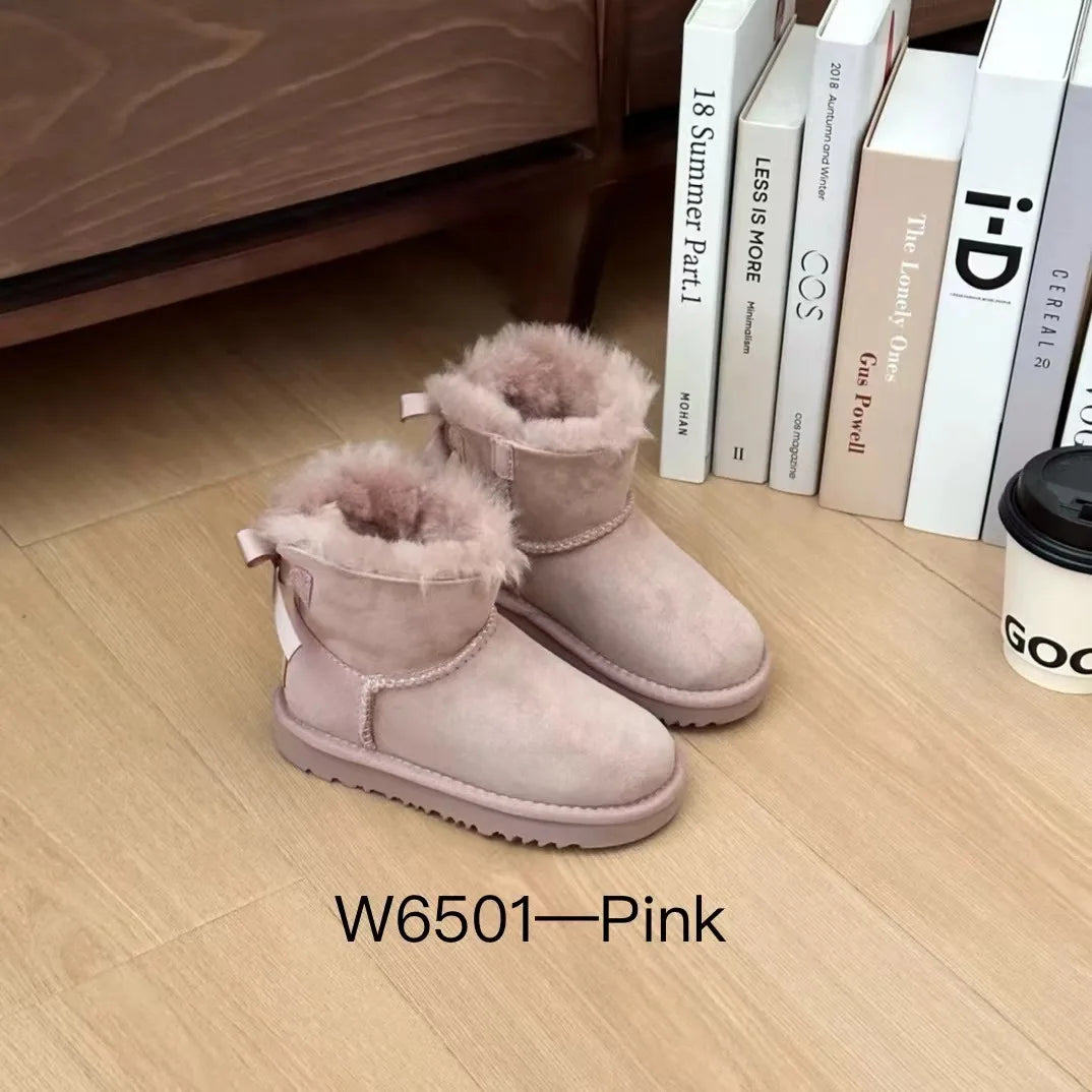 Derbies Women's Winter Fur-Lined Home Cotton Shoes - Waterproof Platform, Sheepskin Insole, Solid Color, Comfortable & Cozy