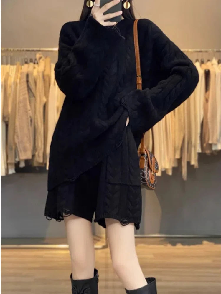 Pmwrun Women's High Street Loose-Fit Pullover with Knee-Length Cross Pants