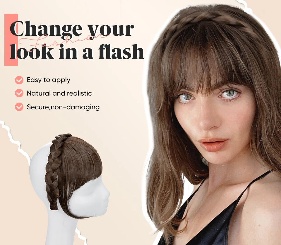 SARLA Blunt Bangs Clip-In Hair Extension – High Temperature Fiber, Pure Color, Permable