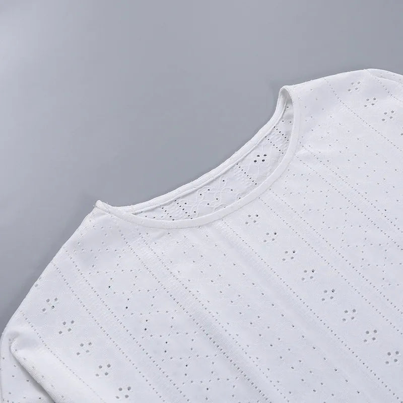 CYSAYS Women’s Casual Pullover Top with Hollow Out Details & Flare Sleeves – Summer 2024 Collection